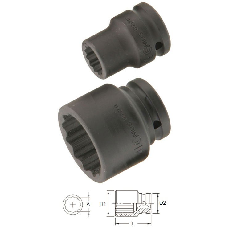 Genius Tools 655265 3/4"-os 12 lapú gépi dugókulcs fej, 65 mm termék fő termékképe